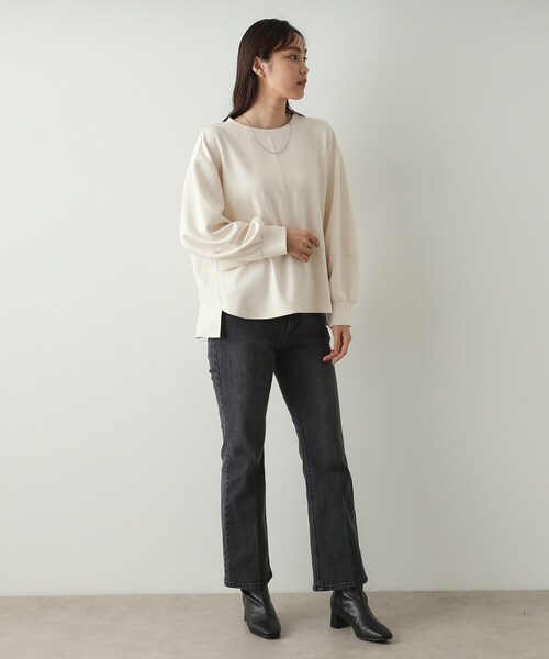 OPAQUE.CLIP(オペークドットクリップ)の「◆ボリュームスリーブトップス【洗濯機洗い可】(Tシャツ/カットソー・レディース・アイボリー/ブラック/ライトベージュ/グレー・38/40/42)」の7枚目の写真