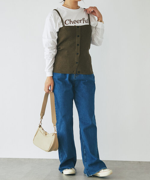 un dix cors（アンディコール）の「《インナーにぴったり》cheerfulロゴロンTee（Tシャツ/カットソー・レディース・ブラウン/ホワイト/チャコールグレー・FREE）」の13枚目の写真