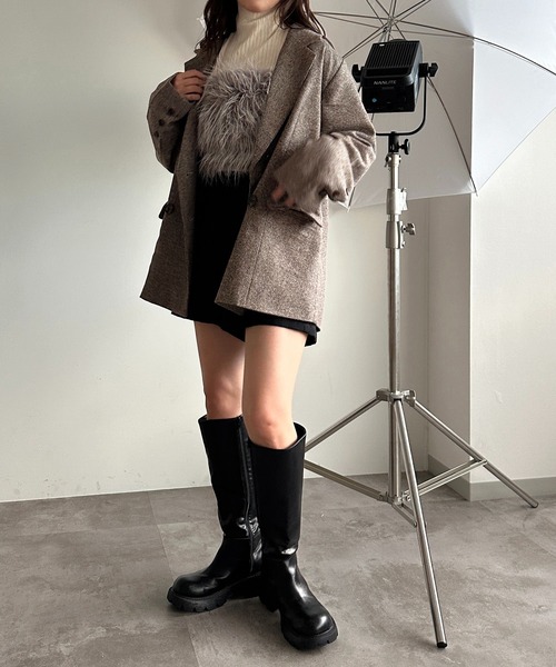 Floirds Market 取り外し可能ファー付きデニムビスチェ Floirds Market 取り外し可能ファー付きデニムビスチェ Floirds Market