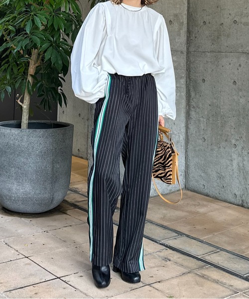 Vintageライク ストライプ ラインパンツ（その他パンツ）｜mi