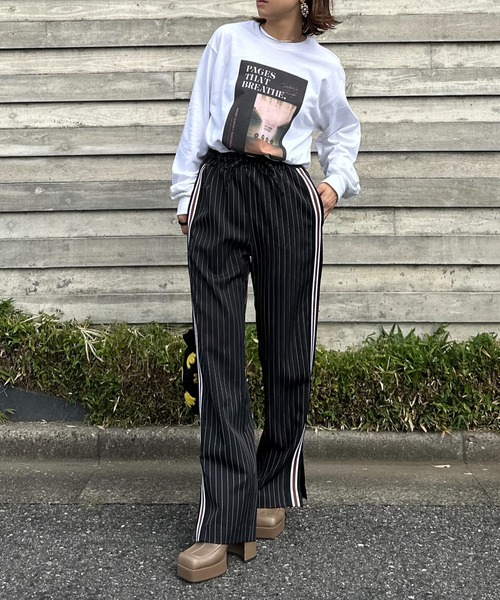 Vintageライク ストライプ ラインパンツ（その他パンツ）｜mi