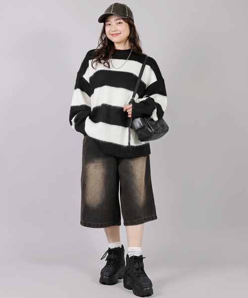 SPINNS（スピンズ）の「グランジ＆ストリート/ チクチクしないモヘアボーダーニット（ニット/セーター・メンズ・ホワイト×ブラック/ネイビー系/ブラウン系その他/ブラック×レッド/グレー系その他/ピンク系その他・ONESIZE）」の12枚目の写真