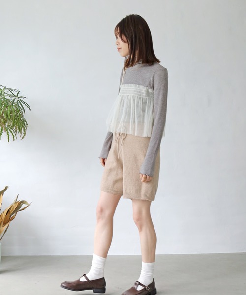 Crisp(クリスプ)の「チュールレイヤードハイネックリブTシャツ(Tシャツ/カットソー・レディース・グレー/ベージュ・FREE)」の19枚目の写真