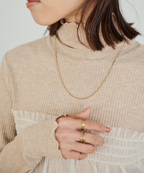 Crisp(クリスプ)の「チュールレイヤードハイネックリブTシャツ(Tシャツ/カットソー・レディース・グレー/ベージュ・FREE)」の13枚目の写真