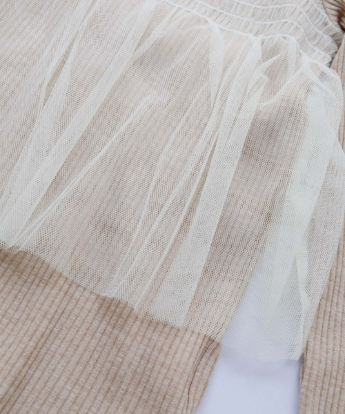 Crisp(クリスプ)の「チュールレイヤードハイネックリブTシャツ(Tシャツ/カットソー・レディース・グレー/ベージュ・FREE)」の15枚目の写真
