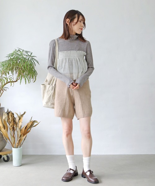 Crisp(クリスプ)の「チュールレイヤードハイネックリブTシャツ(Tシャツ/カットソー・レディース・グレー/ベージュ・FREE)」の20枚目の写真