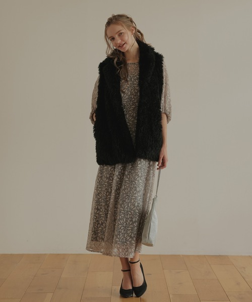 Dorry Doll（ドリードール）の「プードルファーベスト（ベスト・レディース・ブラック/ブラウン/ベージュ・MEDIUM）」の5枚目の写真