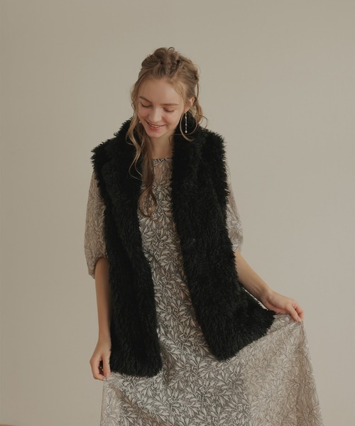 Dorry Doll（ドリードール）の「プードルファーベスト（ベスト・レディース・ブラック/ブラウン/ベージュ・MEDIUM）」の9枚目の写真