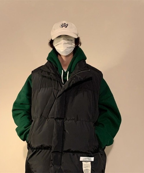 FreeZone(フリーゾーン)の「ジャケット ユニセックス ベスト ロゴ 韓国ファッション(ダウンベスト・メンズ・ベージュ/ブラック・F)」の12枚目の写真