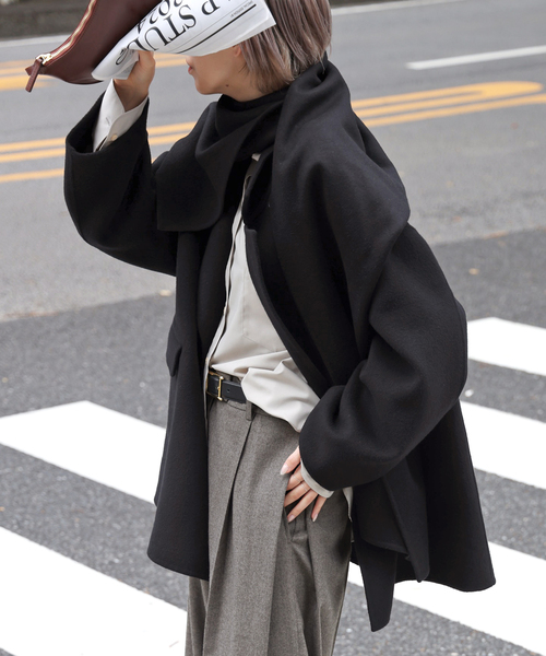 AP STUDIO(エーピーストゥディオ)の「スカーフ付きジャケット(その他アウター・レディース・ベージュ系その他/ブラック・FREE)」の5枚目の写真