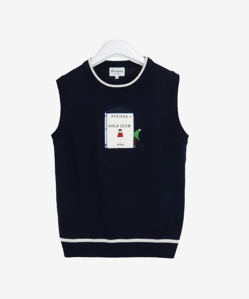 Picone CLUB(ピッコーネクラブ)の「ウール混ニットベスト(ベスト・レディース・ホワイト/オレンジ/イエロー/ネイビー・S/M)」の3枚目の写真