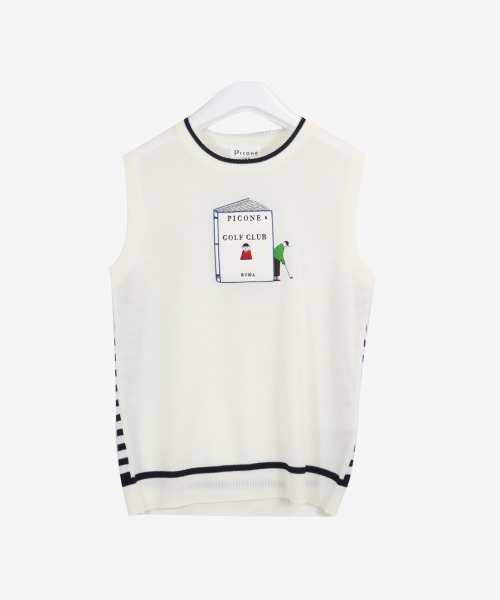 Picone CLUB(ピッコーネクラブ)の「ウール混ニットベスト(ベスト・レディース・ホワイト/オレンジ/イエロー/ネイビー・S/M)」の7枚目の写真