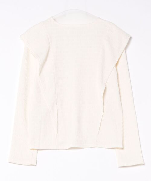 actuel（アクチュエル）の「【ａｃｔｕｅｌ】シャーリング風ジャガードフリルプルオーバー（Tシャツ/カットソー・レディース・アイボリー/ブラック・MEDIUM/LARGE）」の4枚目の写真