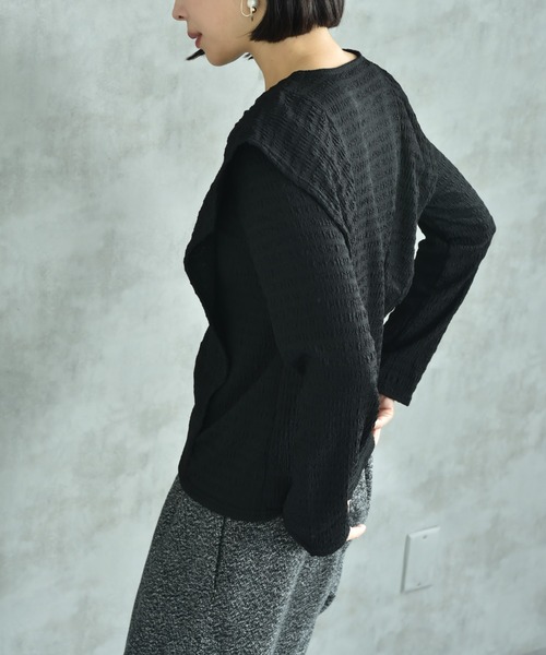 actuel（アクチュエル）の「【ａｃｔｕｅｌ】シャーリング風ジャガードフリルプルオーバー（Tシャツ/カットソー・レディース・アイボリー/ブラック・MEDIUM/LARGE）」の17枚目の写真