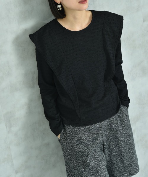 actuel（アクチュエル）の「【ａｃｔｕｅｌ】シャーリング風ジャガードフリルプルオーバー（Tシャツ/カットソー・レディース・アイボリー/ブラック・MEDIUM/LARGE）」の18枚目の写真