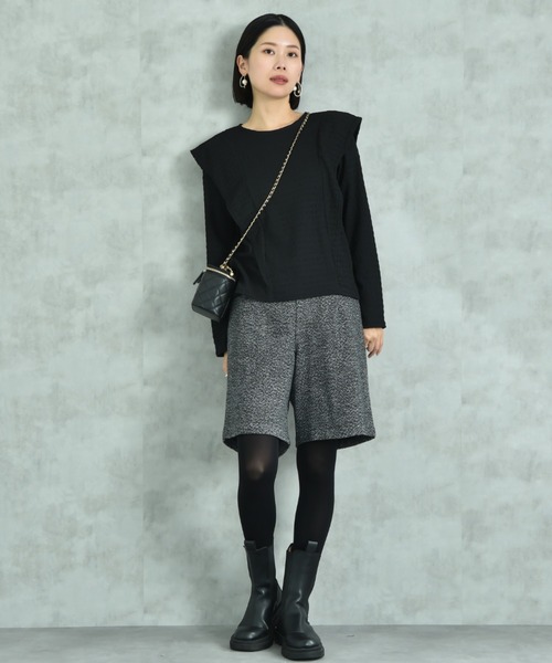 actuel（アクチュエル）の「【ａｃｔｕｅｌ】シャーリング風ジャガードフリルプルオーバー（Tシャツ/カットソー・レディース・アイボリー/ブラック・MEDIUM/LARGE）」の20枚目の写真