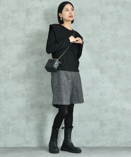 actuel（アクチュエル）の「【ａｃｔｕｅｌ】シャーリング風ジャガードフリルプルオーバー（Tシャツ/カットソー・レディース・アイボリー/ブラック・MEDIUM/LARGE）」の6枚目の写真