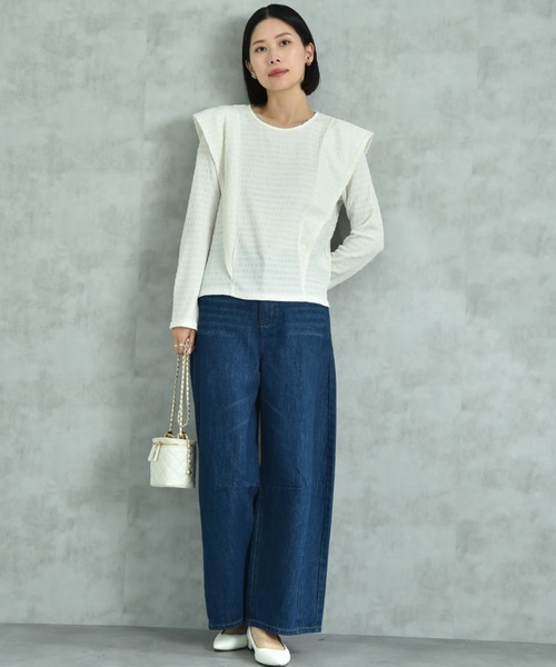 actuel（アクチュエル）の「【ａｃｔｕｅｌ】シャーリング風ジャガードフリルプルオーバー（Tシャツ/カットソー・レディース・アイボリー/ブラック・MEDIUM/LARGE）」の13枚目の写真