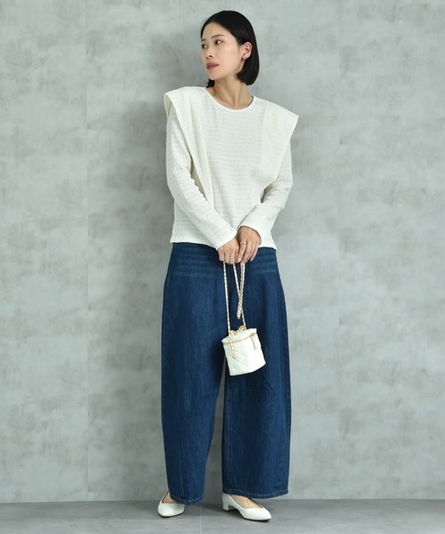 actuel（アクチュエル）の「【ａｃｔｕｅｌ】シャーリング風ジャガードフリルプルオーバー（Tシャツ/カットソー・レディース・アイボリー/ブラック・MEDIUM/LARGE）」の15枚目の写真