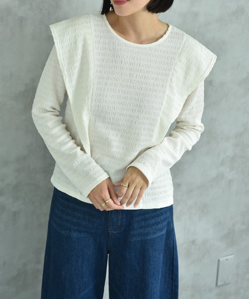 actuel（アクチュエル）の「【ａｃｔｕｅｌ】シャーリング風ジャガードフリルプルオーバー（Tシャツ/カットソー・レディース・アイボリー/ブラック・MEDIUM/LARGE）」の11枚目の写真