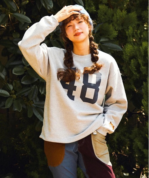 go slow caravan（ゴースローキャラバン）の「eco lead 裏起毛GSCカレッジラウンドクルーネック（スウェット・メンズ・ダークパープル/ダークブラウン/杢グレー・X-LARGE/LARGE/MEDIUM）」の2枚目の写真