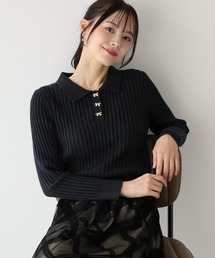 ニット/セーター（ブラック/黒色系・リボン）ファッション通販