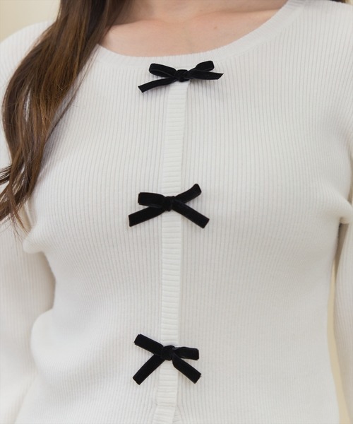 SWINGLE（スウィングル）の「フロントリボンフレア袖ニットプルオーバー（ニット/セーター・レディース・オフホワイト/ブラック/ピンク・FREE）」の10枚目の写真