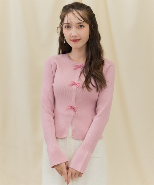 SWINGLE（スウィングル）の「フロントリボンフレア袖ニットプルオーバー（ニット/セーター・レディース・オフホワイト/ブラック/ピンク・FREE）」の17枚目の写真