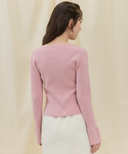 SWINGLE（スウィングル）の「フロントリボンフレア袖ニットプルオーバー（ニット/セーター・レディース・オフホワイト/ブラック/ピンク・FREE）」の18枚目の写真