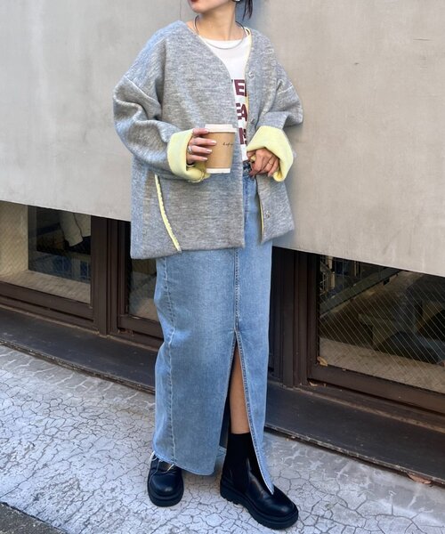 CIAOPANIC TYPY（チャオパニックティピー）の「リバーシブル配色ヤクライクニットジャケット（カーディガン/ボレロ・レディース・ブラウン/レッド/グレー/チャコールグレー・ONE SIZE）」の10枚目の写真