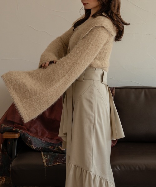 mideal(マイディール)の「flare sleeve glitter shaggy tops / フレアスリーブラメシャギートップス(カーディガン/ボレロ・レディース・ライトグレー/ベージュ・FREE)」の20枚目の写真