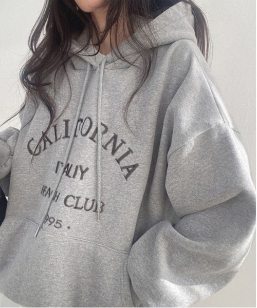 WEGO（ウィゴー）の「WEGO/ロゴ刺繍裏起毛フーディー／パーカー（パーカー・レディース・アイボリー/ブラック/ブルー/グレー・LARGE/MEDIUM）」の11枚目の写真