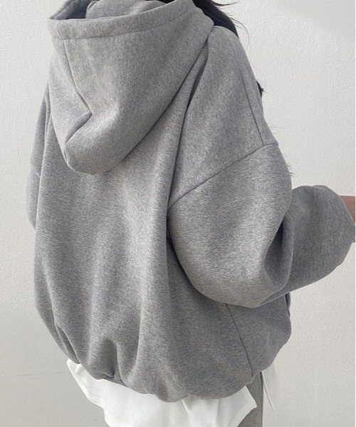 WEGO（ウィゴー）の「WEGO/ロゴ刺繍裏起毛フーディー／パーカー（パーカー・レディース・アイボリー/ブラック/ブルー/グレー・LARGE/MEDIUM）」の13枚目の写真