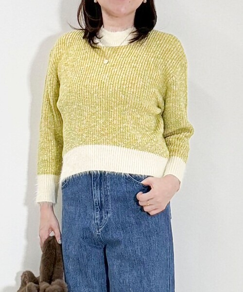 NOLLEY'S LIGHT（ノーリーズライト）の「ラメMIXヤーンプルオーバーニット（ニット/セーター・レディース・グリーン系その他/イエロー系その他/グレー系その他/ピンク系その他・38）」の3枚目の写真