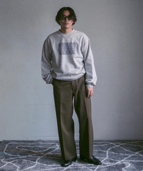 ブランドロゴプリント スウェット Sサイズ グレー GILDAN カレッジロゴ オーバーサイズ プリント スウェット