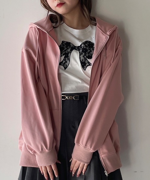 one way（ワンウェイ）の「ストーンロゴジップパーカー（パーカー・レディース・グレー/ブラック/ピンク/ホワイト・FREE）」の4枚目の写真