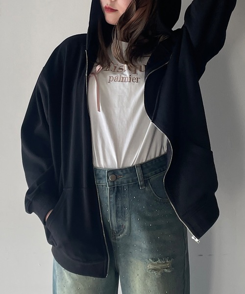 【STONE 】Stone  ロゴ パッチ ジップ パーカー STONE ISLAND (ストーンアイランド) 裏毛 袖ロゴパッチ 無地