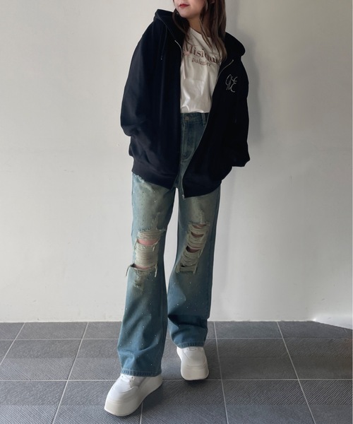 【STONE 】Stone  ロゴ パッチ ジップ パーカー STONE ISLAND (ストーンアイランド) 裏毛 袖ロゴパッチ 無地