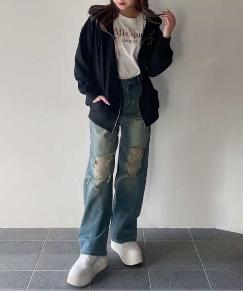 【STONE 】Stone  ロゴ パッチ ジップ パーカー STONE ISLAND (ストーンアイランド) 裏毛 袖ロゴパッチ 無地