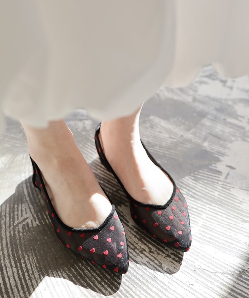 SESTO（セスト）の「ハート柄チュールスリングバックパンプス（パンプス・レディース・ベージュ/ブラック・22.5cm/23.5cm/24.5cm/23.0cm/24.0cm/25.0cm）」の10枚目の写真