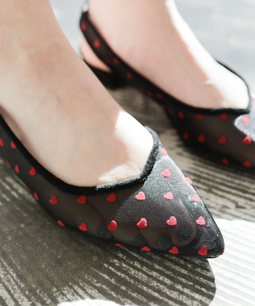 SESTO（セスト）の「ハート柄チュールスリングバックパンプス（パンプス・レディース・ベージュ/ブラック・22.5cm/23.5cm/24.5cm/23.0cm/24.0cm/25.0cm）」の11枚目の写真