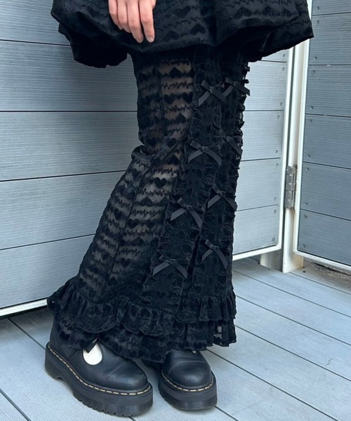 Candy Stripper（キャンディストリッパー）の「LOVE ME FLARE パンツ（その他パンツ・レディース・ブラック/オフホワイト・FREE）」の11枚目の写真