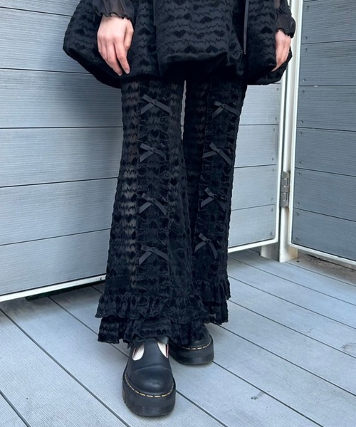 Candy Stripper（キャンディストリッパー）の「LOVE ME FLARE パンツ（その他パンツ・レディース・ブラック/オフホワイト・FREE）」の10枚目の写真