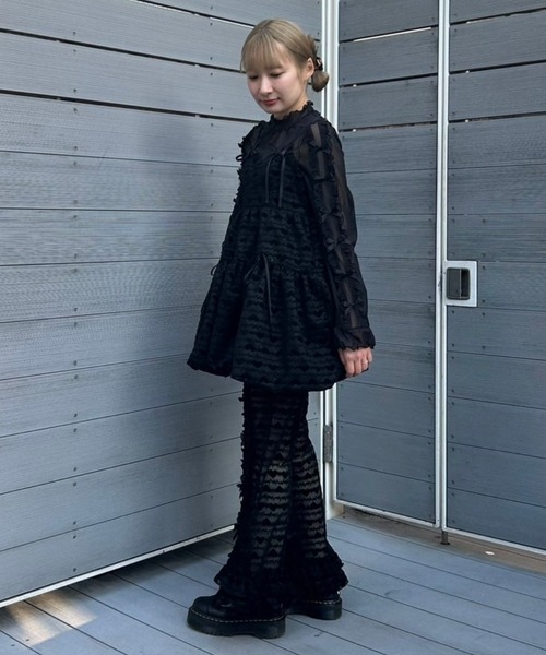 Candy Stripper（キャンディストリッパー）の「LOVE ME FLARE パンツ（その他パンツ・レディース・ブラック/オフホワイト・FREE）」の7枚目の写真