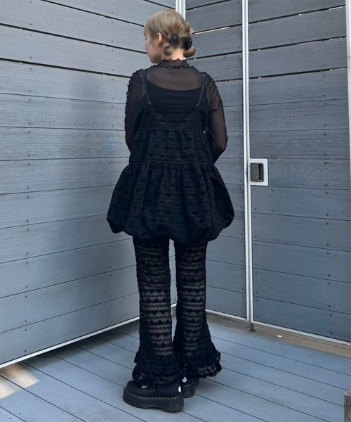 Candy Stripper（キャンディストリッパー）の「LOVE ME FLARE パンツ（その他パンツ・レディース・ブラック/オフホワイト・FREE）」の9枚目の写真