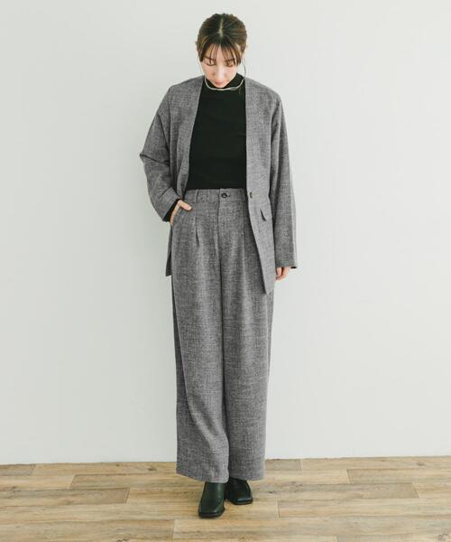 ITEMS URBANRESEARCH(アイテムズ アーバンリサーチ)の「ツイードライクワイドパンツ(その他パンツ・レディース・ブラック・FREE)」の6枚目の写真
