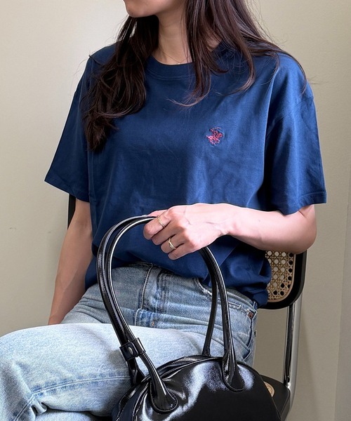 BEVERLY HILLS POLO CLUB（ビバリーヒルズポロクラブ）の「【BEVERLY HILLS POLO CLUB】Classical pony logo tee クラシカルポニー刺繍Tシャツ（Tシャツ/カットソー・レディース・ホワイト/グリーン/ネイビー/グレイッシュベージュ/ワイン/ブラック/グレー・M/L）」の6枚目の写真