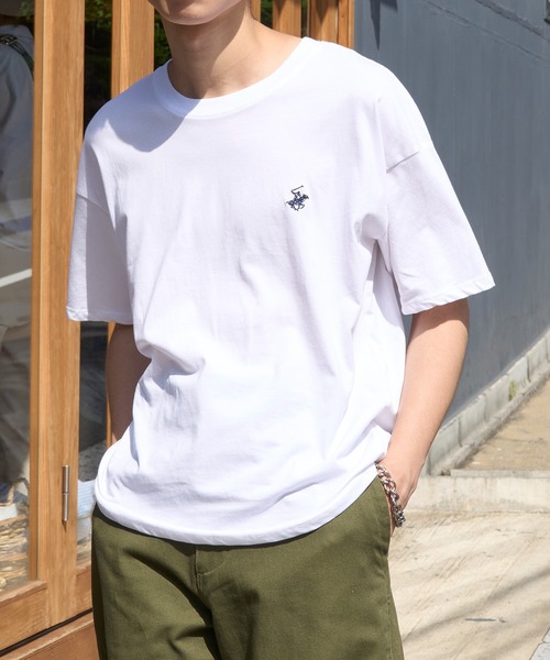 BEVERLY HILLS POLO CLUB（ビバリーヒルズポロクラブ）の「【BEVERLY HILLS POLO CLUB】Classical pony logo tee クラシカルポニー刺繍Tシャツ（Tシャツ/カットソー・レディース・ホワイト/グリーン/ネイビー/グレイッシュベージュ/ワイン/ブラック/グレー・M/L）」の8枚目の写真