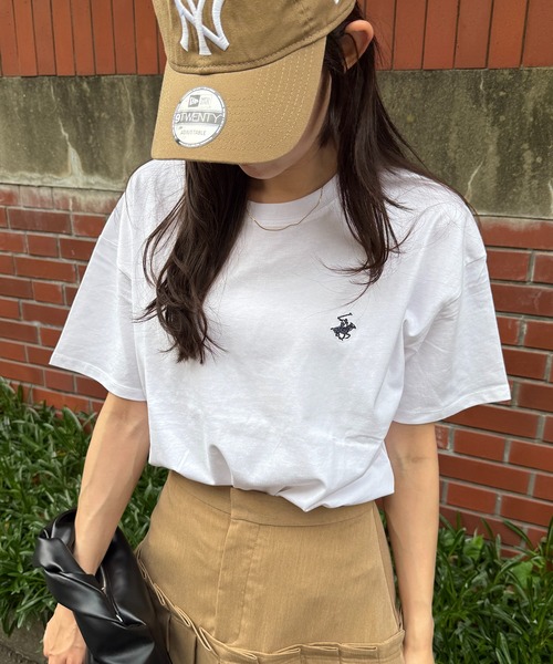BEVERLY HILLS POLO CLUB（ビバリーヒルズポロクラブ）の「【BEVERLY HILLS POLO CLUB】Classical pony logo tee クラシカルポニー刺繍Tシャツ（Tシャツ/カットソー・レディース・ホワイト/グリーン/ネイビー/グレイッシュベージュ/ワイン/ブラック/グレー・M/L）」の21枚目の写真