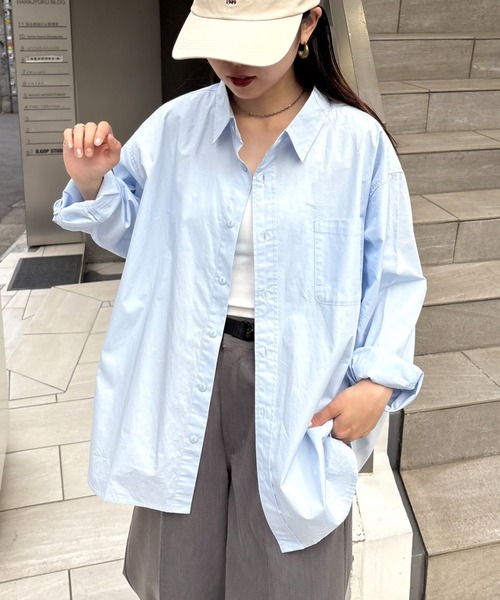 CIAOPANIC TYPY(チャオパニックティピー)の「【ユニセックス】ビックシルエットワッシャーコットンブロードシャツ(シャツ/ブラウス・メンズ・イエロー/ブルー/ホワイト/チャコールグレー・MEDIUM/LARGE)」の4枚目の写真